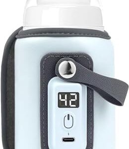 Portable Baby Bottle Warmer Bag, USB Bottle Warmer Heater, 5 Gears Adjustable Bottle Warmer Cover with LCD Display for Milk and Food