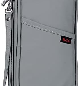 Vinsani Passport Holder & Document Organiser Family Travel Essentials Holiday Wallet Accessories Bag with RFID Blocking Multi-Passport Cover Case for Men Women Unisex - Light Grey