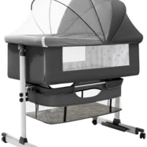 3 in 1 Baby Crib, Baby Cradle, Baby Bassinet, Baby Cot, Bedside Sleeper, Travel Cot, with Mattress and Changing Table, Folding, Adjustable, Rocking, Portable Crib, Mosquito Net and Wheels New