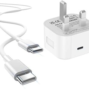 BIHPJD 20W USB C Fast Charger with 2M Cable Type-C PD Wall Charging Plug UK Power Adapte Compatible iPad Pro 12.9 2021/2020/2018, Pro, Air 5, Mini 6, Pixel 6/54/XL/3, Galaxy S22 A52