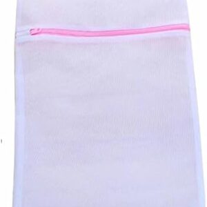 Mesh Laundry Bags Large Zipped Washing Bags Washable Machine Wash Bag White Reusable Durable Net Portable Delicate Bra Blouse Sock Hosiery Underwear Lingerie Baby Clothes Shoes Travel Storage 1 Pcs