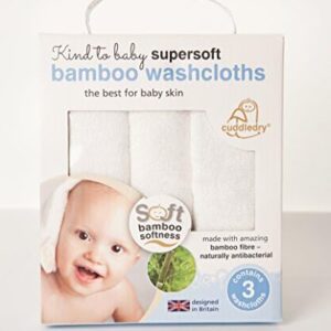 Cuddledry WCS01 Supersoft Baby Friendly Bamboo Washcloth, Natural White