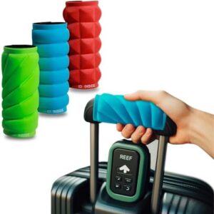 Metric USA Comfort Luggage Handle Wrap for Travel with ID Card Bright Luggage Tags for suitcases Easy to spot 3 in 1 Airplane Travel Essentials
