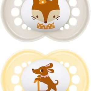 MAM Original 6+M Soother 2PK - Unisex Baby Soothers with Self Sterilising Travel Case, Newborn Essentials (Designs May Vary)