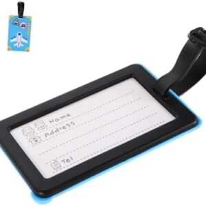 COSMEVIVI Cartoon Plane Luggage Tag PVC Vinyl Travel Name Tag Id Photo Holder Multi-use Card Sleeves Boys and Girls Friendly