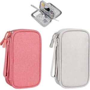 Cable Organiser Bag – 2 Pack Electronics Travel Organizer with Double-Layer Storage, Portable Travel Organiser Pouch for Charging Cables, Power Bank, Tech Travel Accessories, Gadgets & More