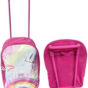 HTUK Unicorn Trolley Unicorn Wheeled Bag Unicorn Suitcase for Girls Kids Trolley Hand Luggage with 2 Wheels, Practical Carry On Suitcase, Children Toddlers Travel Bag Gifts, Pink