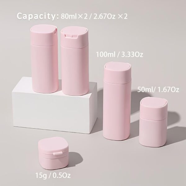 FANPOI 5pcs Cream Dispenser Bottles Set - TSA Approved Travel Essentials, Beige, Modern - Image 2