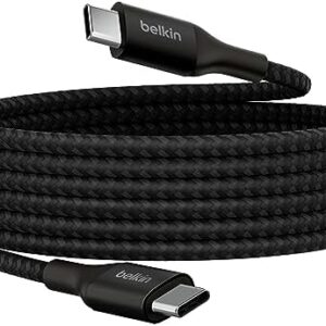 Belkin BoostCharge USB-C to USB-C Power charger cable, USB-IF certified fast charging cable with 240W Power Delivery for iPhone 16, 15, MacBook, Chromebook, Galaxy, iPad, Pixel & More - 2m, black
