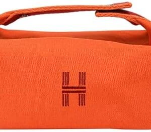 Voddkis Cream Cosmetic Bag - Travel Makeup Bag - Canvas Toiletry Bag - Cosmetic Accessory Organiser with Zip (Orange)