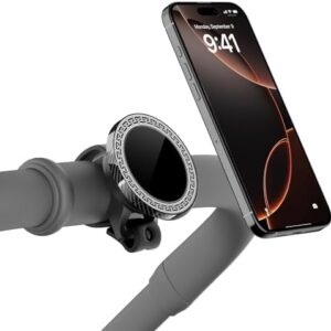 Magnetic Golf Trolley Phone Holder Compatible with MagSafe iPhone 16 Pro Max Plus 15 14 13 12 Mini, Golf Accessories Gift for Men Women, Handlebar Phone Mount with Strap,Travel Essentials for Pram