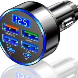 Car USB 6 in 1 Super fast 30 minute Car Charger for IPhone, Ipad, Samsung Super Fast Charging Multi charge 3X Times Faster Roxley Device