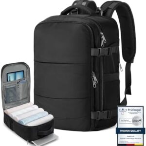 Cabin Bags for Ryanair 40x20x25 Underseat Travel Bag 12 Pockets Hand Luggage Bag Cabin Bag with Separate Shoe Pocket for Women & Men Carry on Bag, 20L, Black