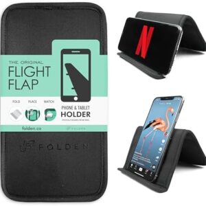 Folden Airplane Phone Holder, Flexible Tablet and Smartphone Holder, Foldable Stand for Desk, Bed, Office and Treadmill, Airplane Accessories for Long Travel, Travel Essential (Cordura)