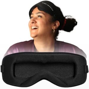 Premium 3D Zero-Pressure Sleep Mask for Lash Extensions & Side-Sleepers | Instant 100% Blackout Memory-Foam Eye-Cups | Eye Mask for Travel, Men & Women Travel Essentials