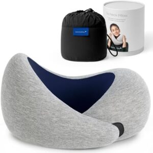 Ostrichpillow Go - Luxury Travel Pillow with Memory Foam | Airplane Pillow, Car Travel Pillow, Neck Rest (One Size, Blue)