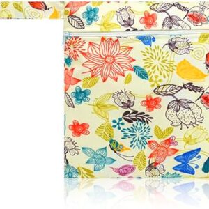 Rumyve Diaper Storage with Zipper, 1 Piece Baby Waterproof, Moisture-Proof Washable Portable Diaper Bag, Wet/Dry Bag, Reusable, Travel, Baby Supplies (Flower)