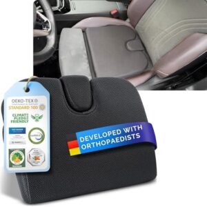 Healthfix® Car Wedge Seat Cushion for Improved Posture - Comfortable Ergonomic Wedge for Car & More | Orthopedic Seat Cushion for car with Optimal Memory Foam Firmness