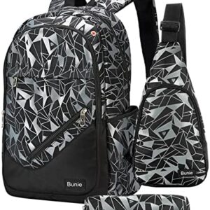 Bunie Backpack for Boys,Bookbag Kids Schoolbag with Pencil Case and Sling Bag for Elementary Middle School Casual Daypack