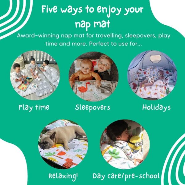 Bloomsbury Mill - Nap Mat for Toddlers and Kids - Pillow, Mat and Blanket Included - All-in-One Sleeping Bag for Nursery & Ready Bed for Nap Time and Sleepovers - Travel Essentials 135 x 50 cm Safari - Image 4